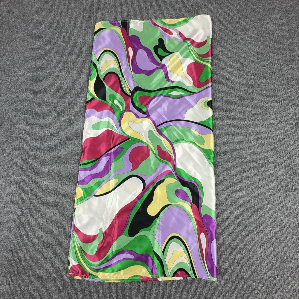 Dennis Basso Scarf Womens One Size Multicolor Geometric Polyester Satin Square